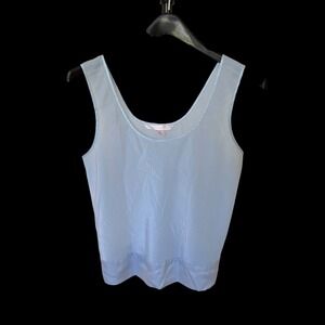 Victorias Secret Light Blue Satin Trim Tank Top Scoop Neck Womens M